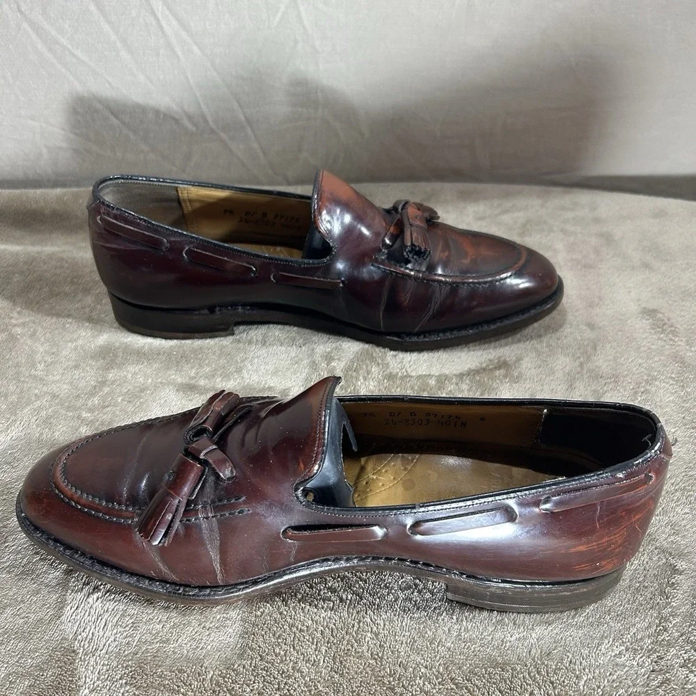 Vintage Johnston & Murphy Aristocraft Loafer Tassel Brown/Burgundy Sz 9.5